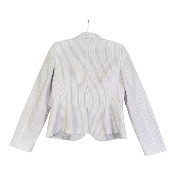 Calvin Klein Womens Blazer Size 6 Two Button White Pin Stripe Career Office Work - Picture 4 of 11